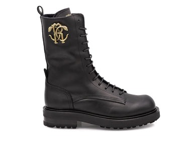 8940 Roberto Cavalli Combat Boots / Black